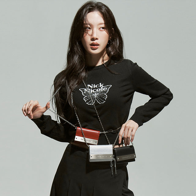 Nick Nicole Mini Butterfly Signature Sleeve Knit_Black White