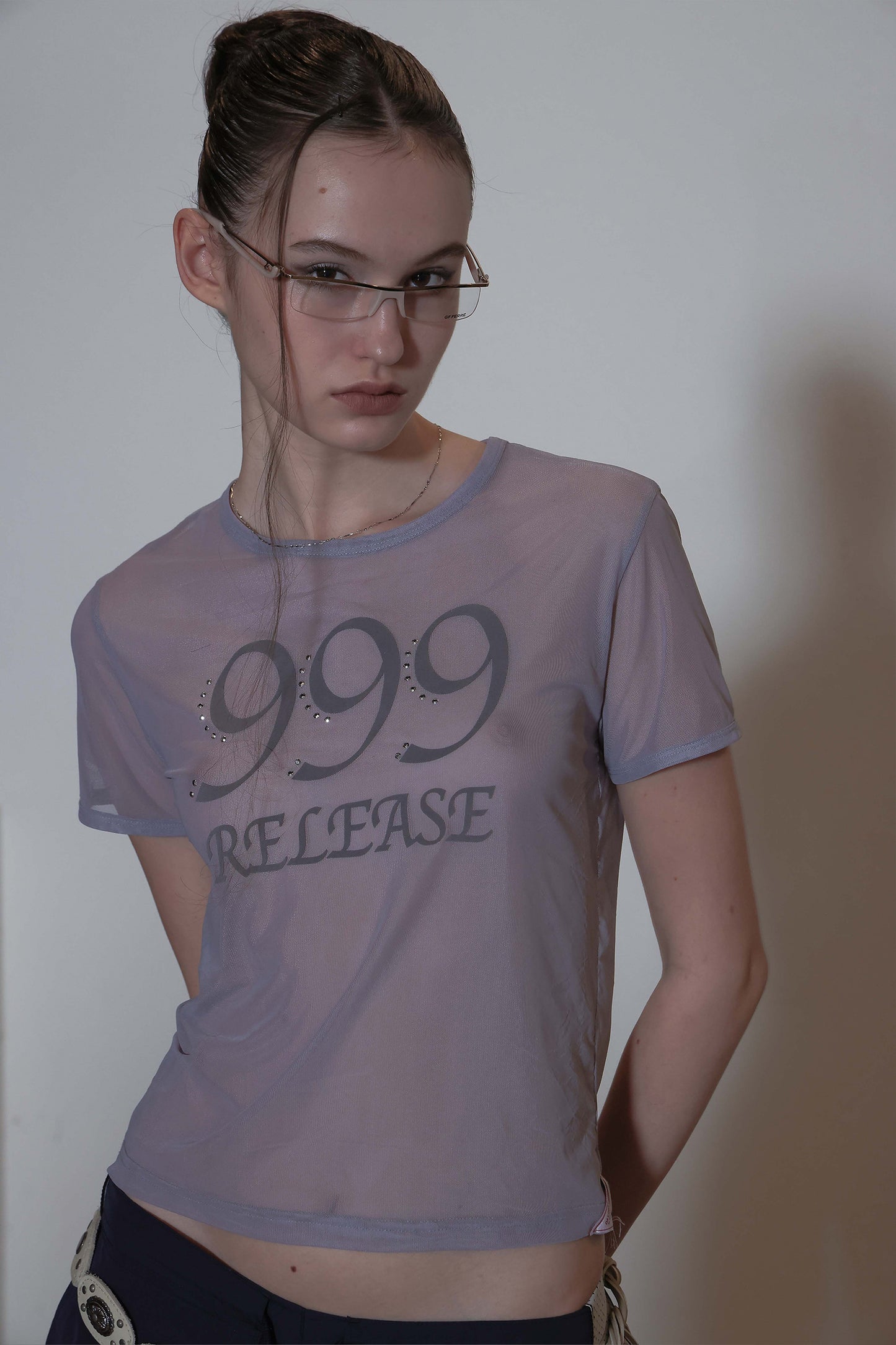 Sculptor Sheer Ringer Crop Top Pale Purple