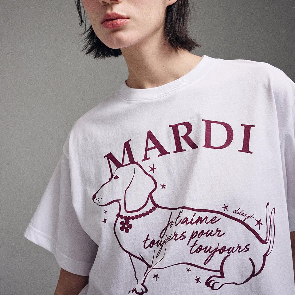 Mardi Mercredi Tshirt Swing The Tail Ddanji Flower Choker-White Burgundy