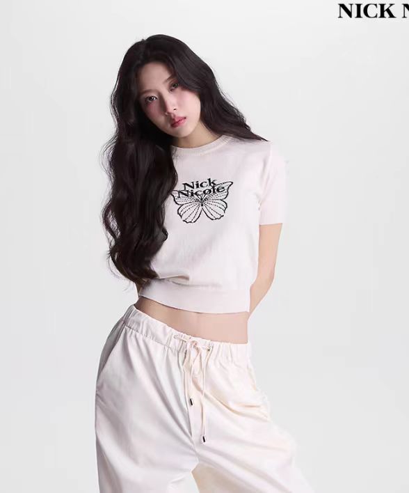 Nick Nicole Big Butterfly Sleeve Top_ Oatmeal