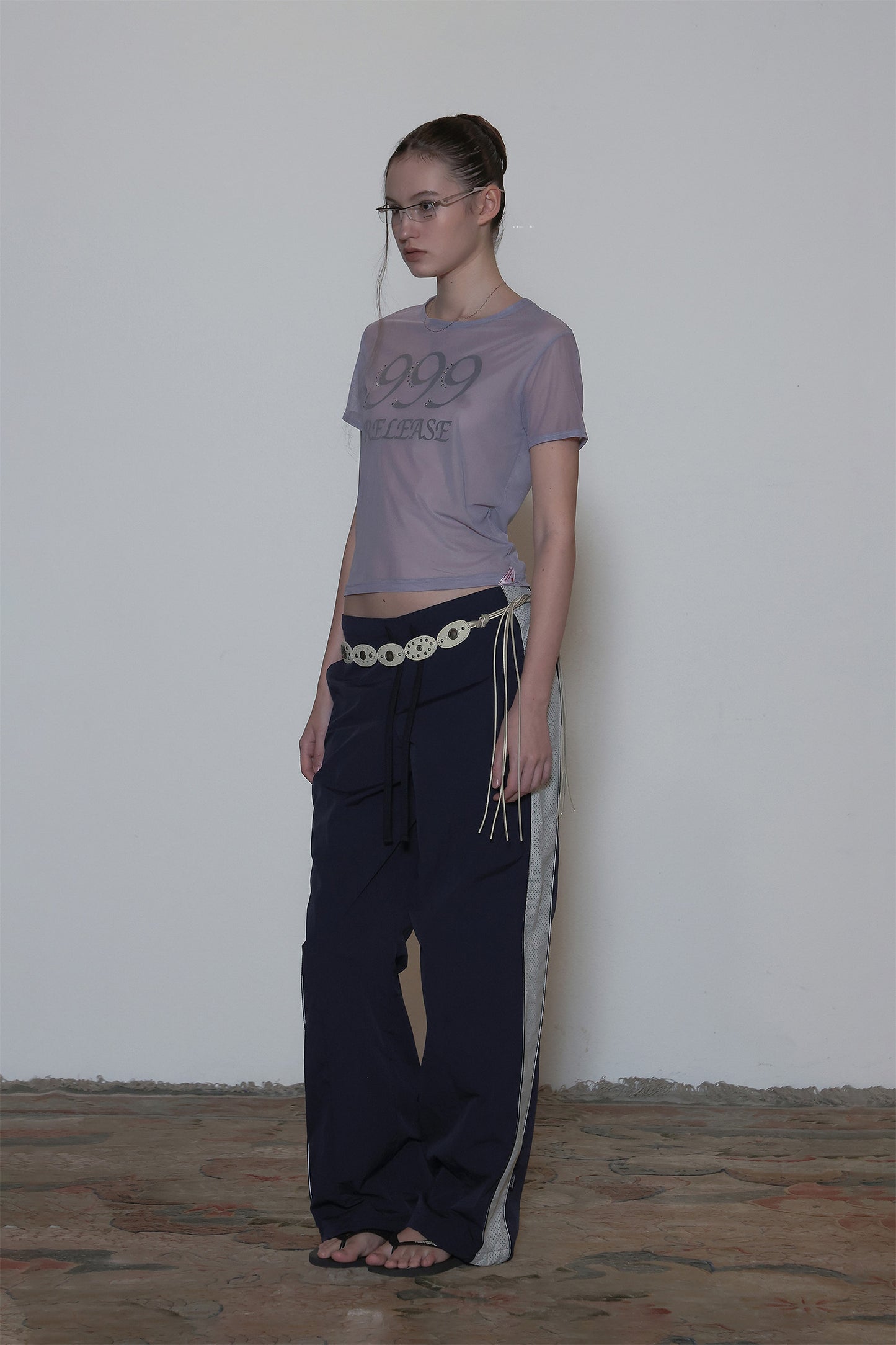 Sculptor Sheer Ringer Crop Top Pale Purple