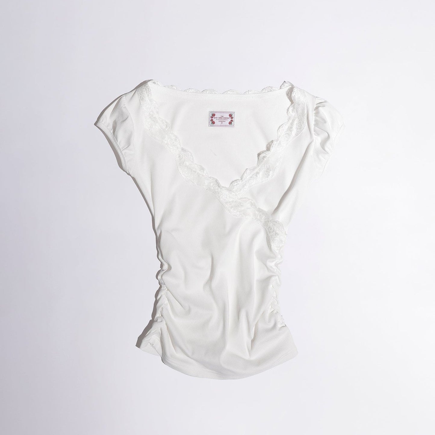 Sculptor Lace Trim Wrap Tee White
