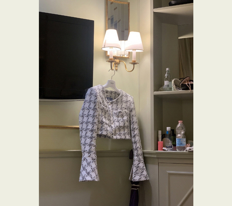 Seooocookie Glory White Check Jacket