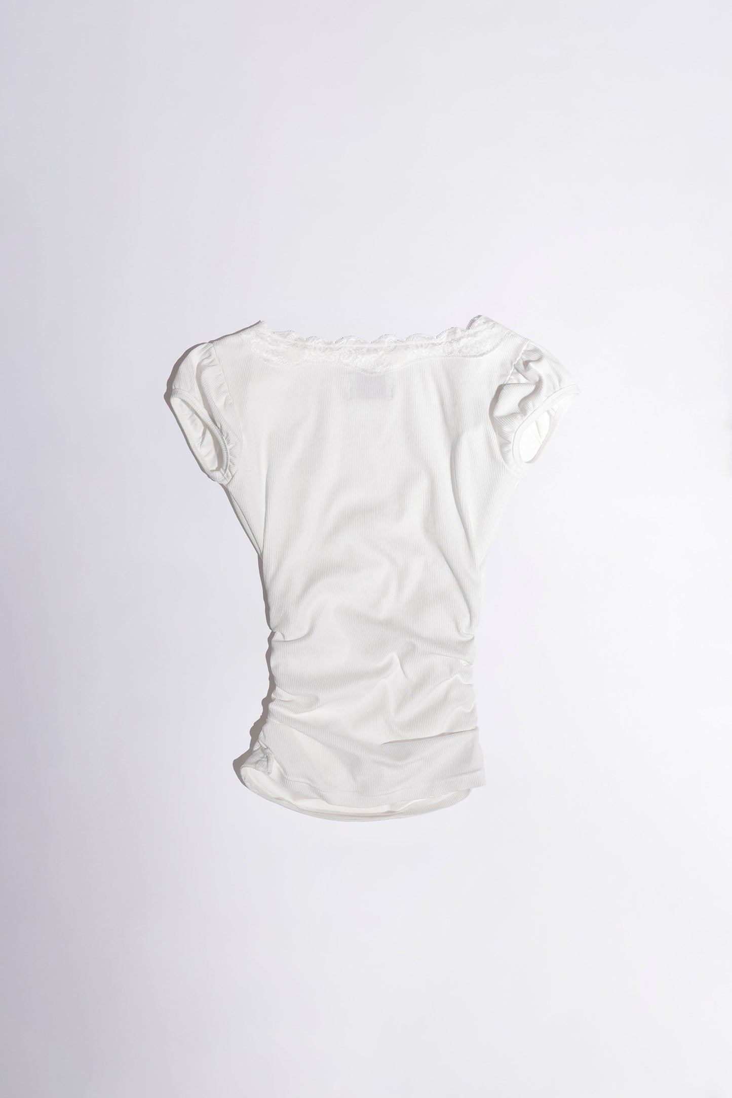 Sculptor Lace Trim Wrap Tee White