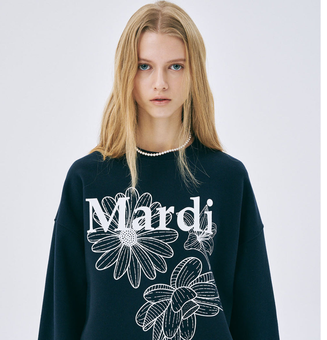 MARDI MERCREDI
SWEATSHIRT TRIPLE FLOWER_NAVY WHITE