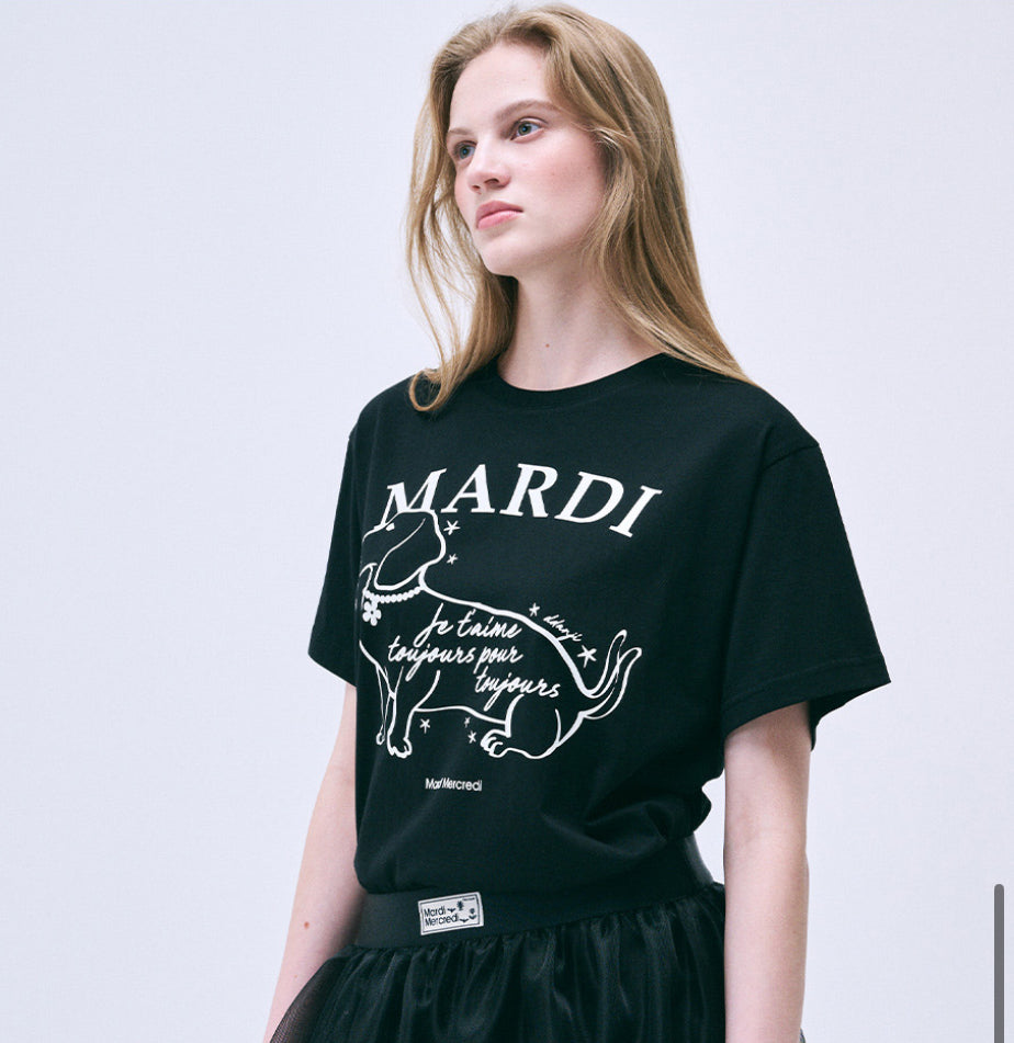 MARDI MERCREDI TSHIRT SWING THE TAIL DDANJI FLOWER CHOKER_BLACK IVORY