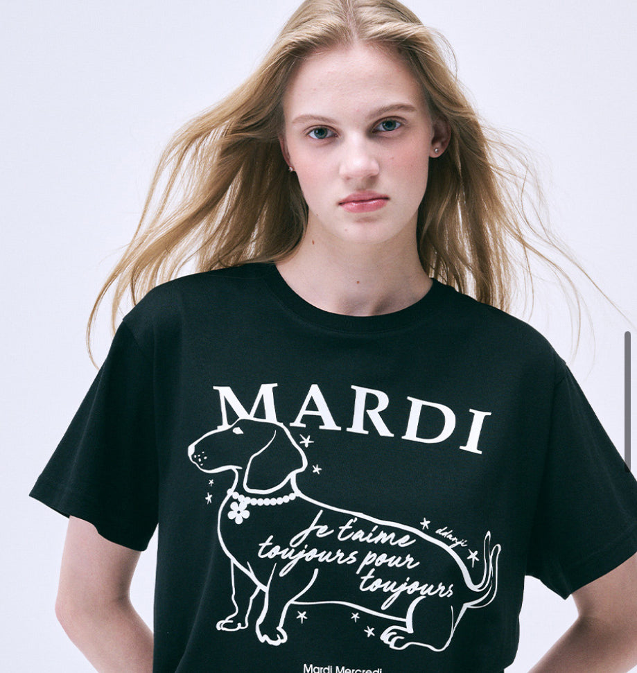 MARDI MERCREDI TSHIRT SWING THE TAIL DDANJI FLOWER CHOKER_BLACK IVORY