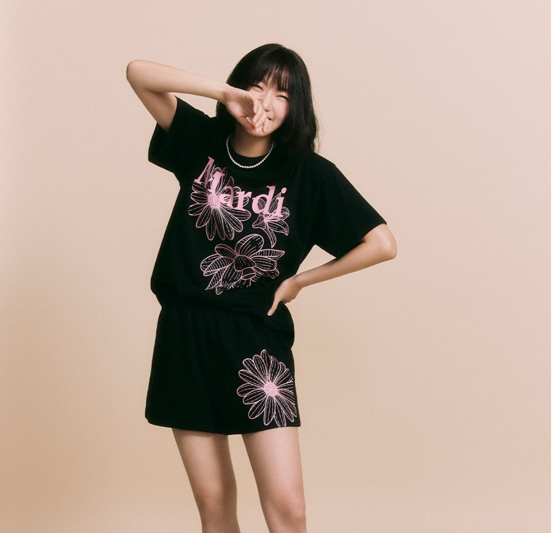MARDI MEECREDI SHIRT TRIPLE FLOWER_BLACK PINK