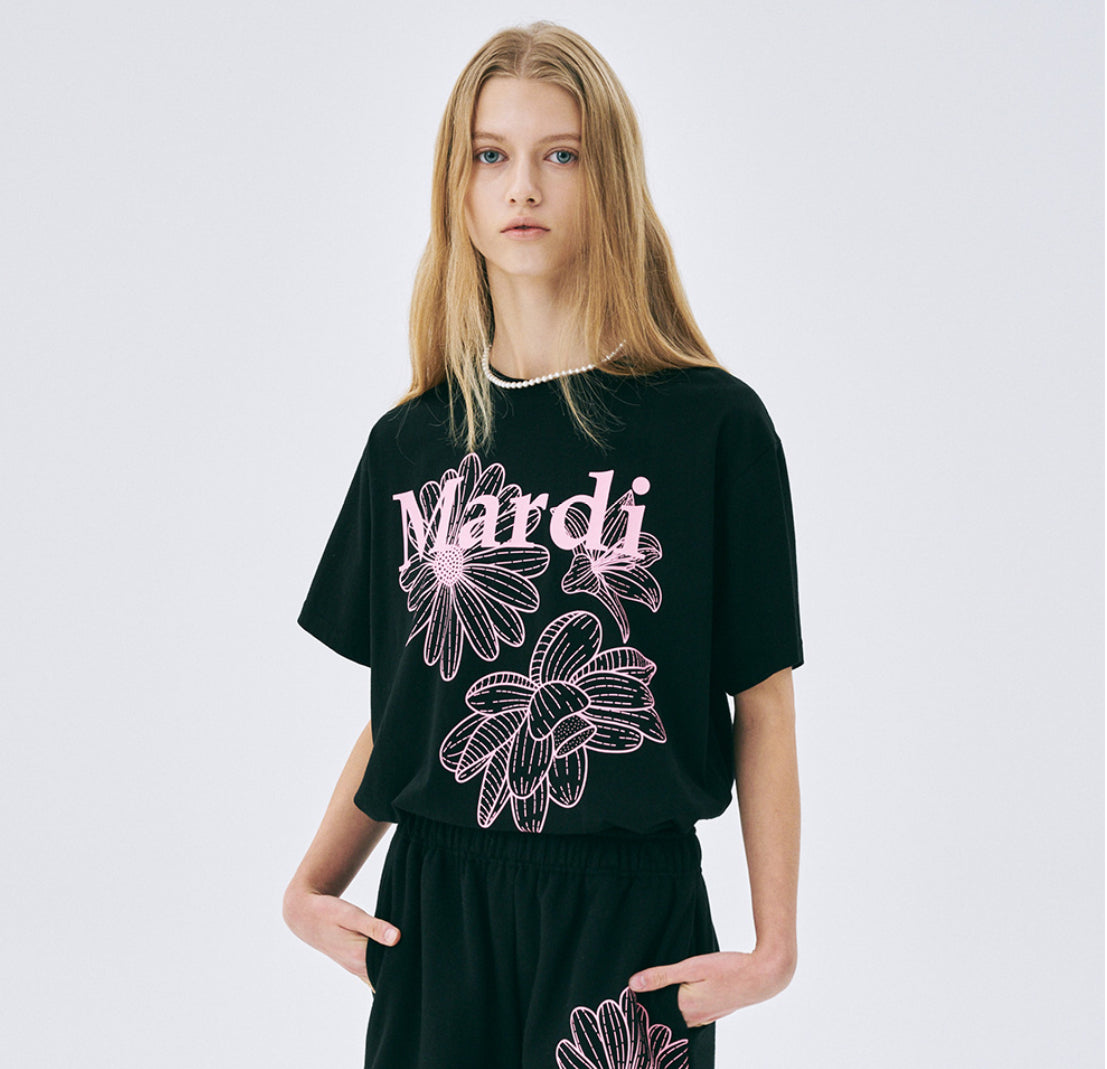 MARDI MEECREDI SHIRT TRIPLE FLOWER_BLACK PINK