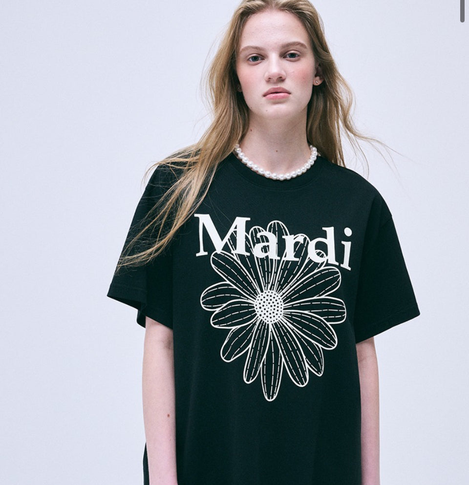 MARDI MERCREDI UNISEX TSHIRT FLOWERMARDI_BLACK IVORY