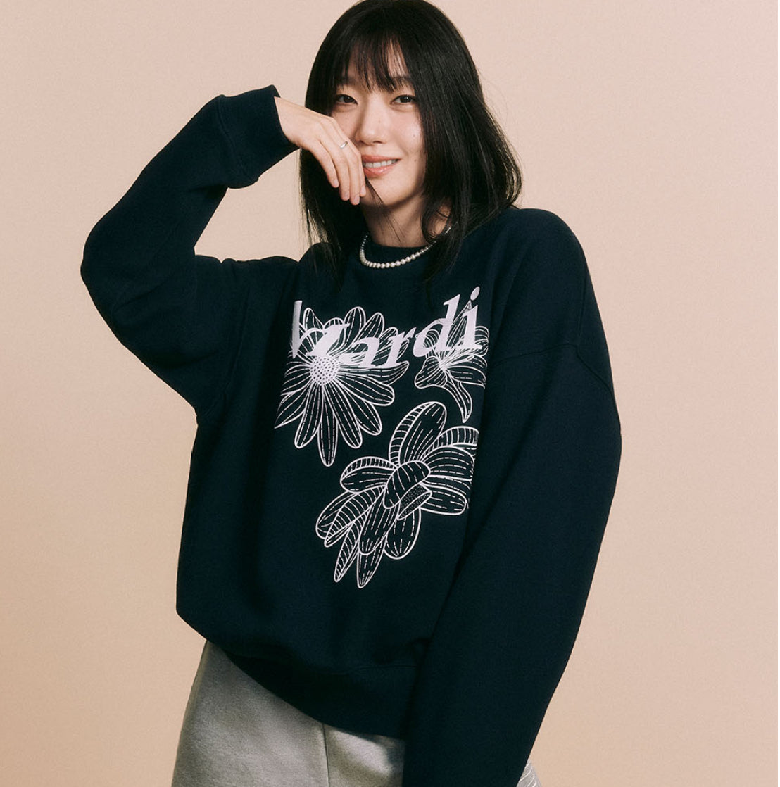 MARDI MERCREDI
SWEATSHIRT TRIPLE FLOWER_NAVY WHITE