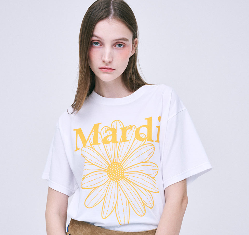 Mardi Mercredi TSHIRT FLOWERMARDI_WHITE TANGERINE