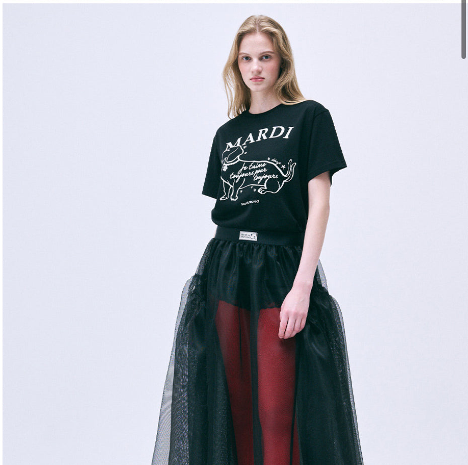MARDI MERCREDI TSHIRT SWING THE TAIL DDANJI FLOWER CHOKER_BLACK IVORY
