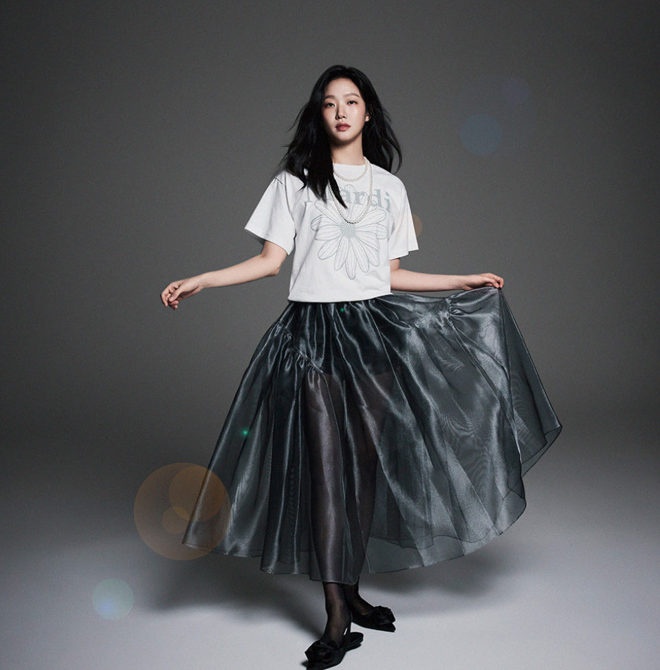MARDI MERCREDI TSHIRT FLOWERMARDI_WHITE LIGHTGREY