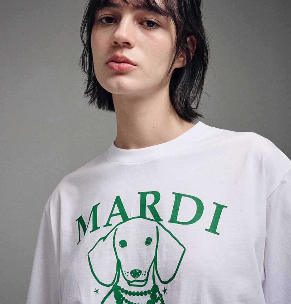 MARDI MERCREDI TSHIRT SWING THE TAIL DDANJI PEARL NECKLACE_WHITE GREEN