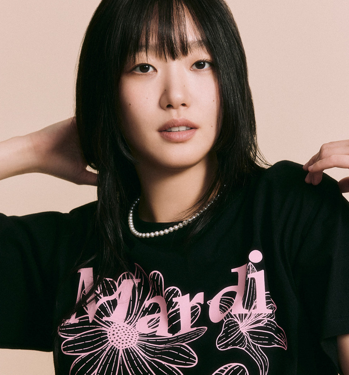 MARDI MEECREDI SHIRT TRIPLE FLOWER_BLACK PINK