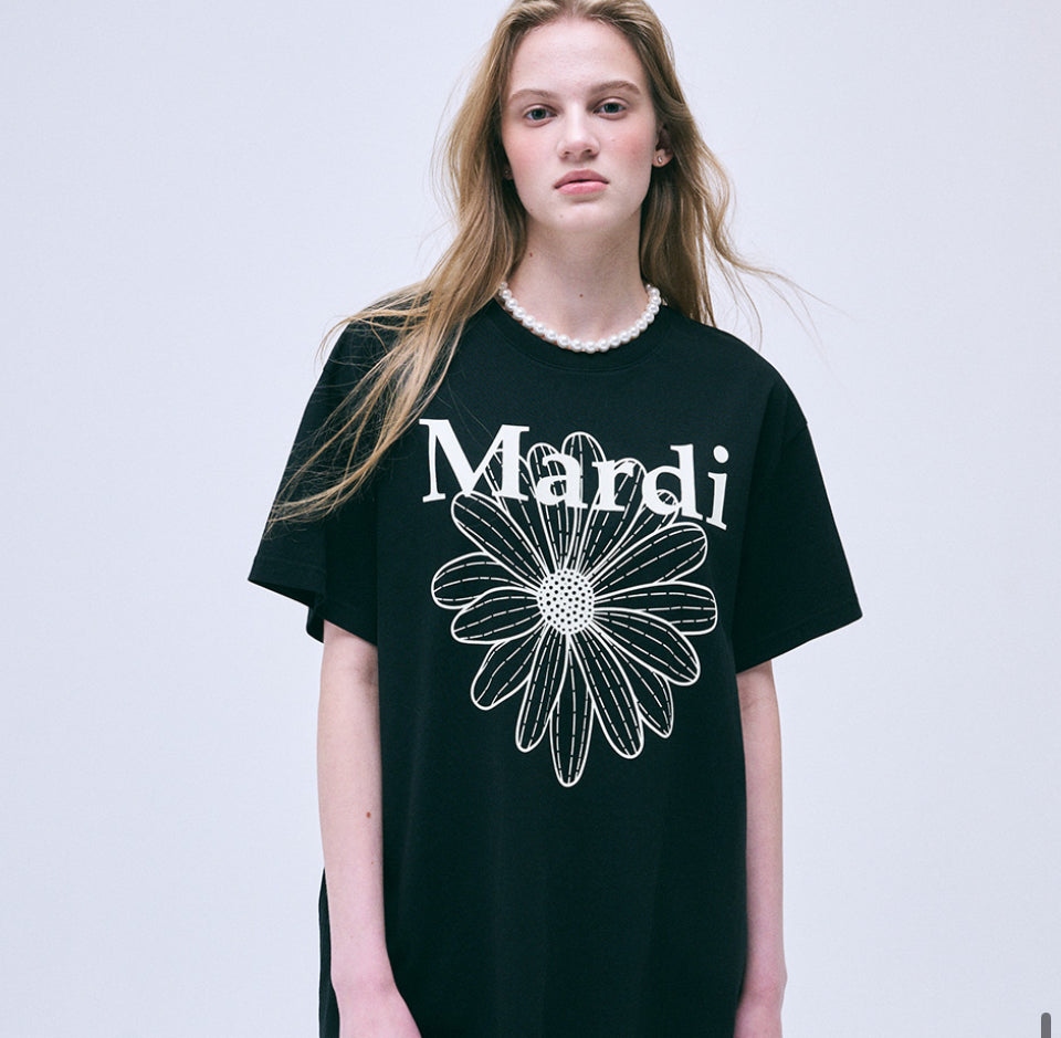 MARDI MERCREDI UNISEX TSHIRT FLOWERMARDI_BLACK IVORY