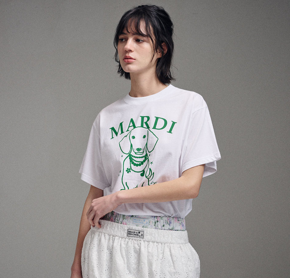 MARDI MERCREDI TSHIRT SWING THE TAIL DDANJI PEARL NECKLACE_WHITE GREEN