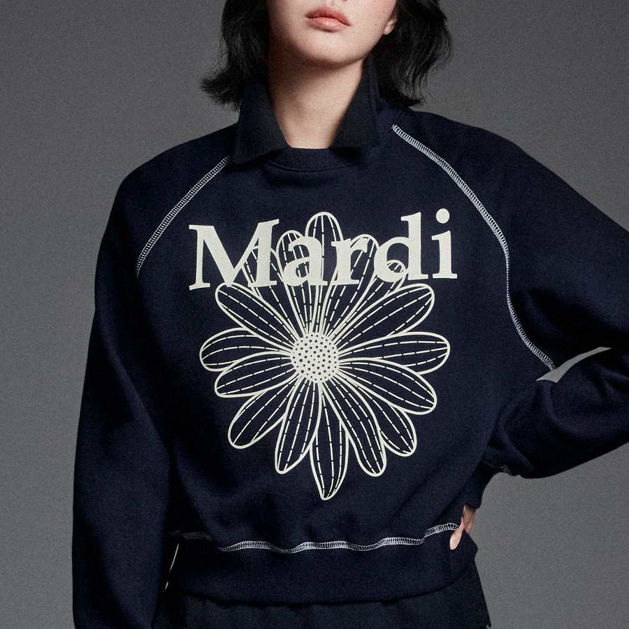 Mardi Mercredi Sweatshirt Raglan Flowermardi - Navy Ivory