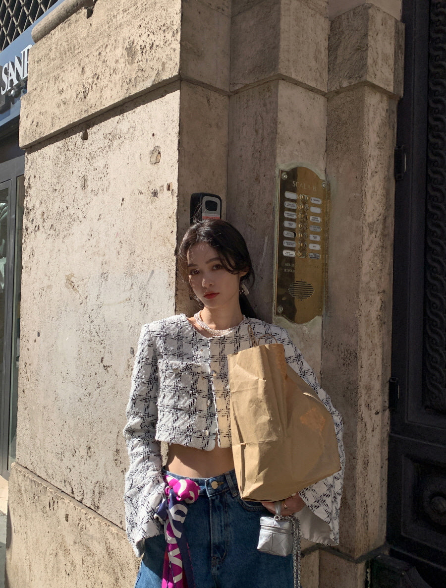 Seooocookie Glory White Check Jacket