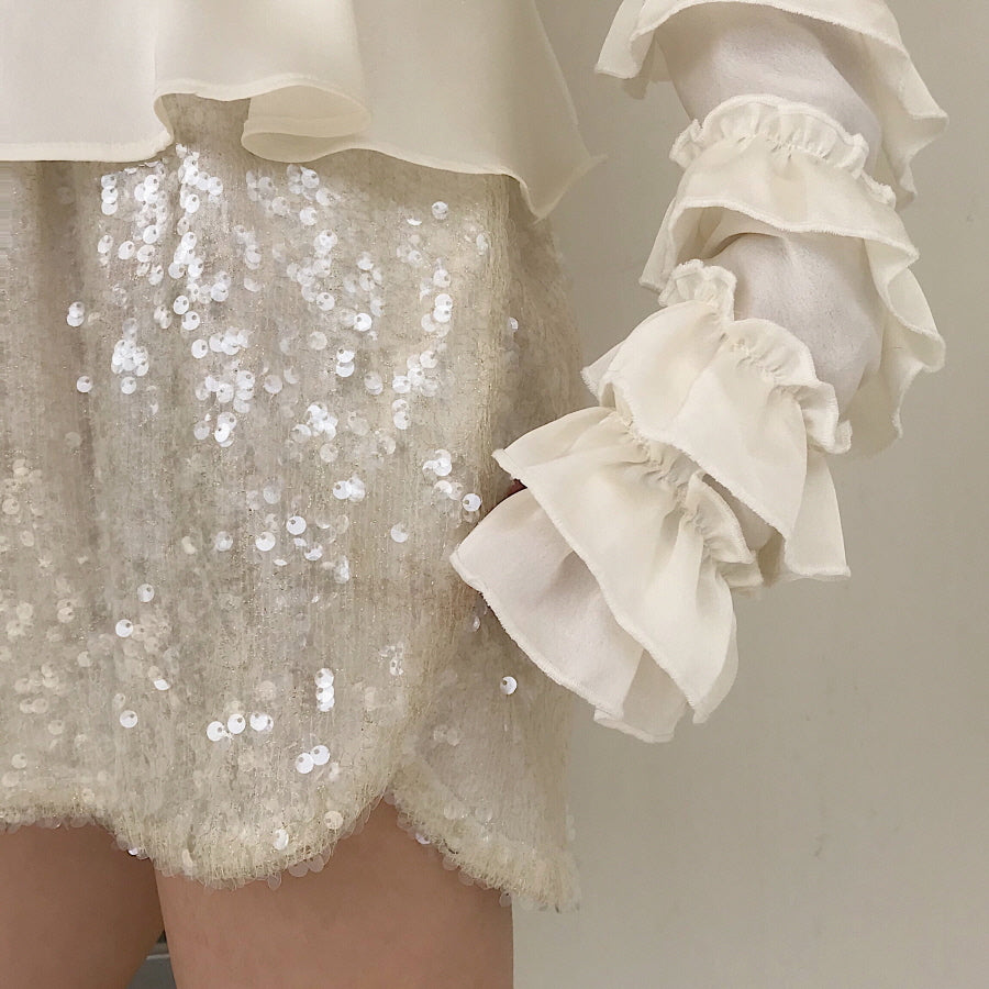 Seooocookie Sunset River Sequin Short Pants