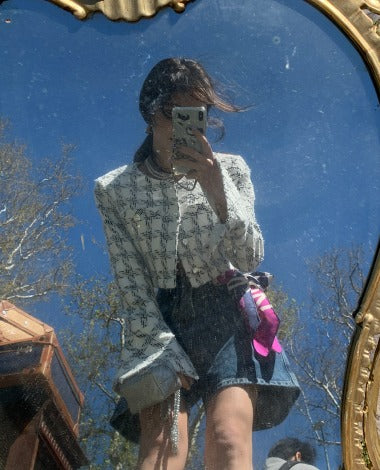 Seooocookie Glory White Check Jacket