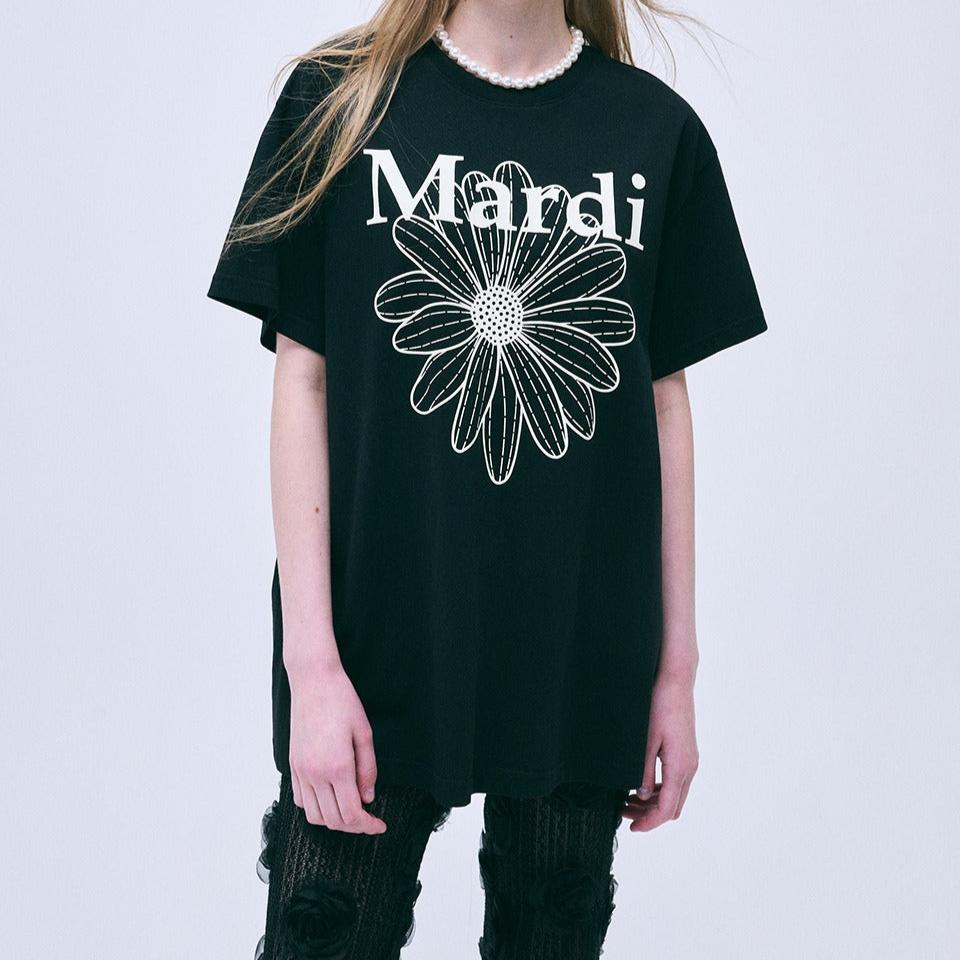 Mardi Mercredi Tshirt Flowermardi-Black Ivory