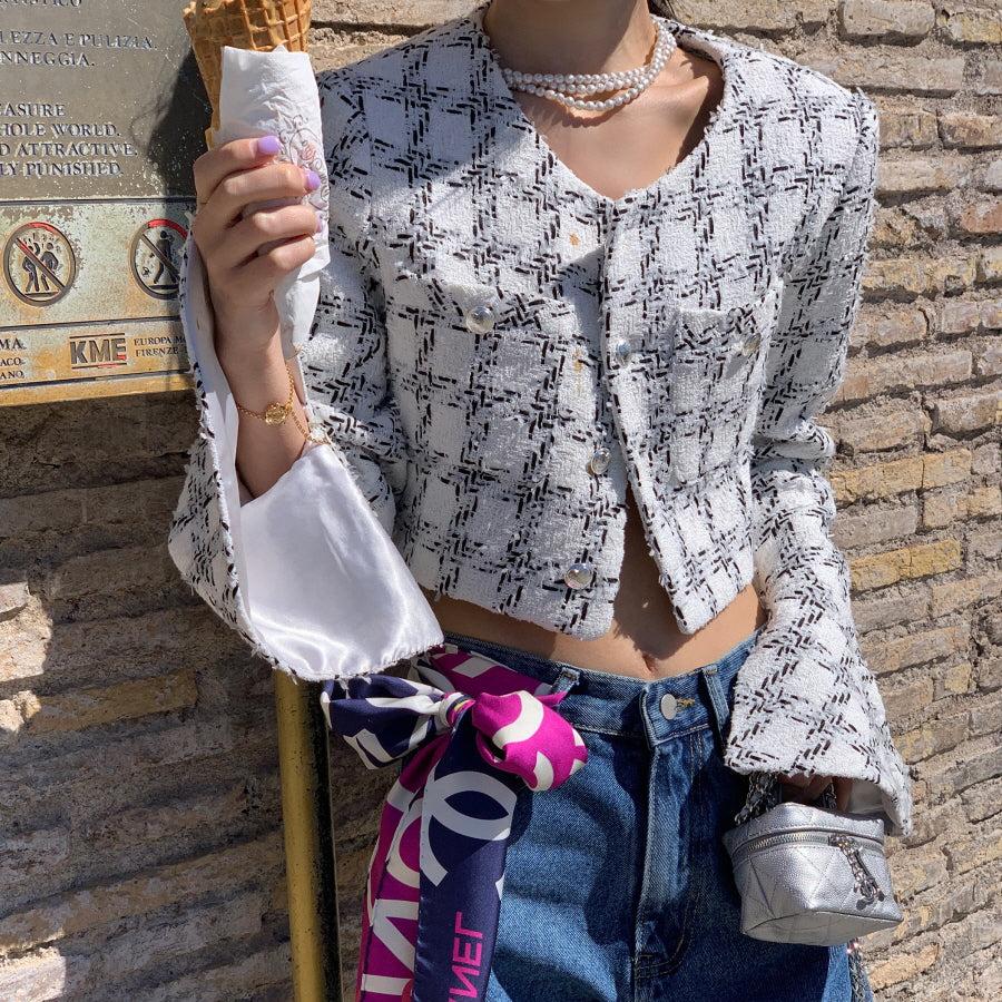 Seooocookie Glory White Check Jacket