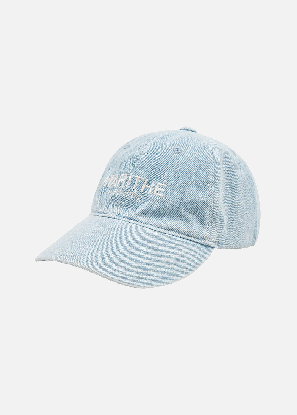 Marithe Denim Washng Logo Ball Cap- Light Blue