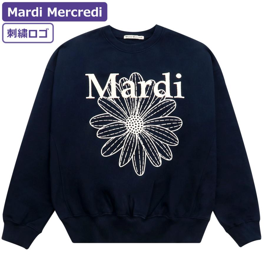 Mardi Mercredi Sweatshirt Flowermardi Needlework - Navy Lightgrey
