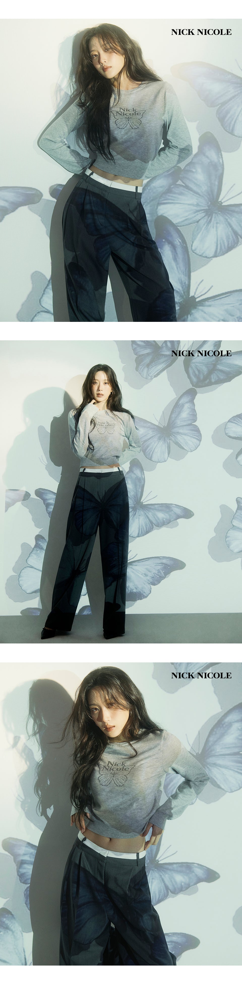 Nick Nicole Mini Butterfly Signature Sleeve Knit_Gray