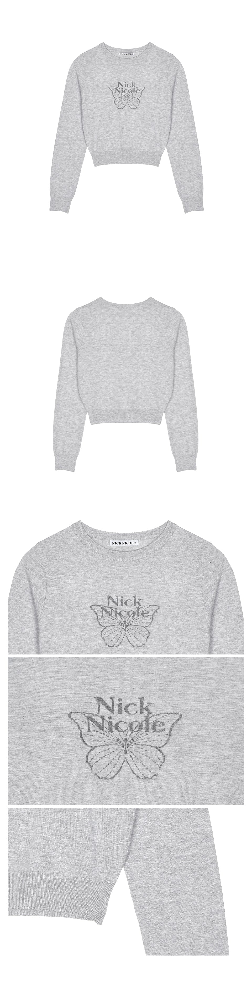 Nick Nicole Mini Butterfly Signature Sleeve Knit_Gray