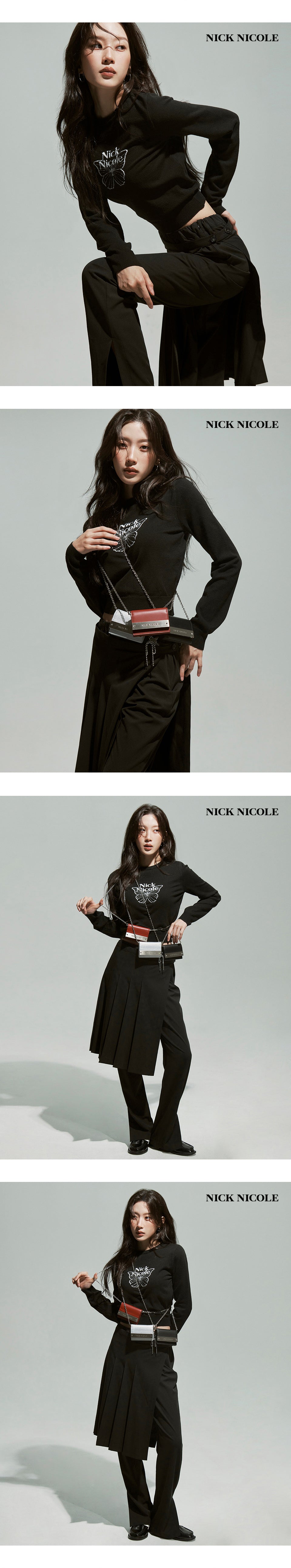 Nick Nicole Mini Butterfly Signature Sleeve Knit_Black White