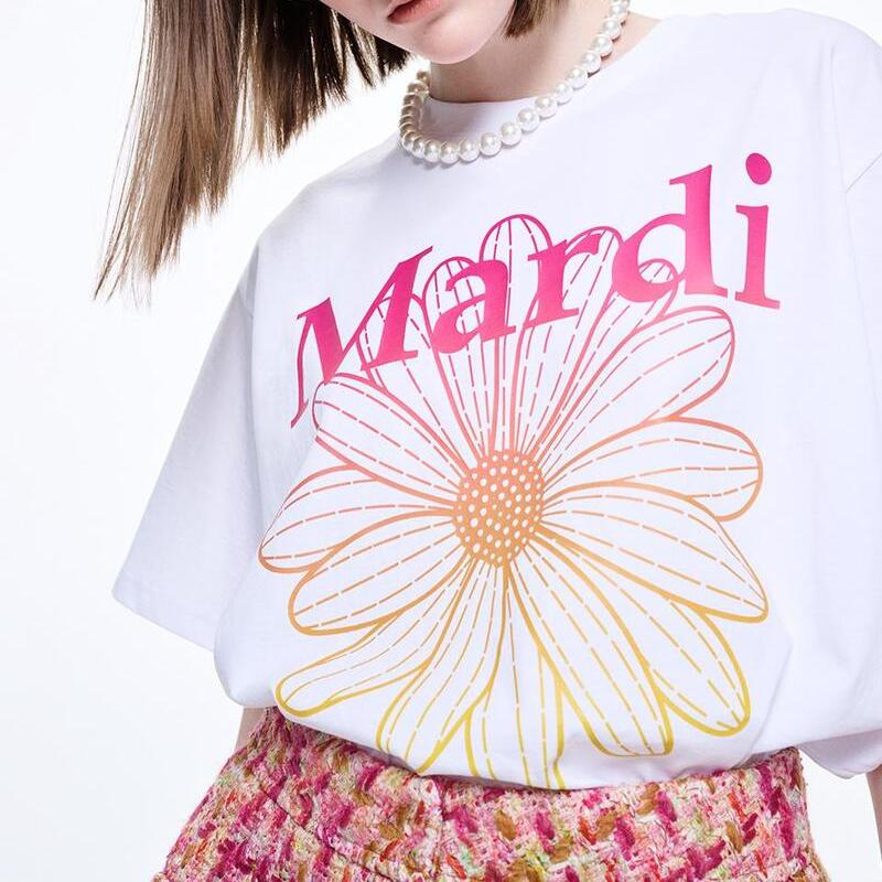 Mardi Mercredi Tshirt FlowerMardi Gradation-White Pink