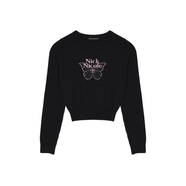Nick Nicole Mini Butterfly Signature Sleeve Knit_Black Pink