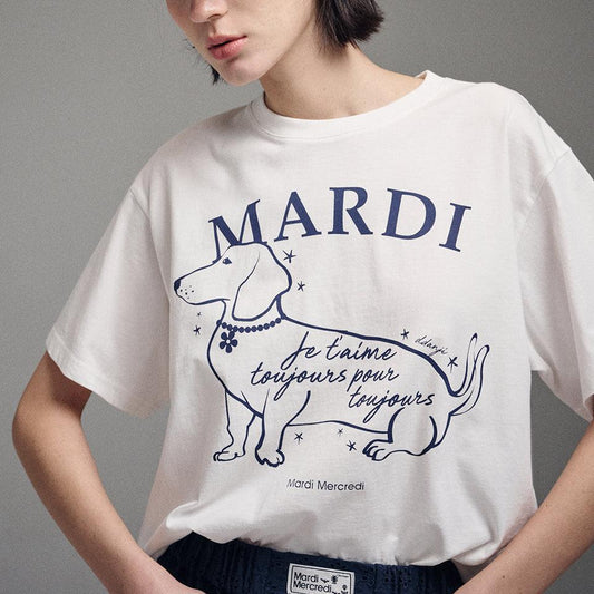 Mardi Mercredi Tshirt Swing The Tail Ddanji Flower Choker-Ivory Navy