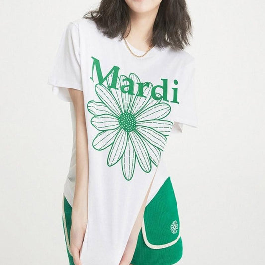 Mardi Mercredi Tshirt FlowerMardi-White Green