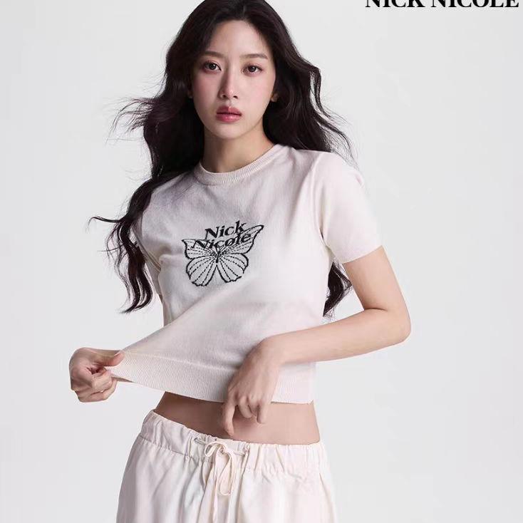 Nick Nicole Big Butterfly Sleeve Top_ Oatmeal