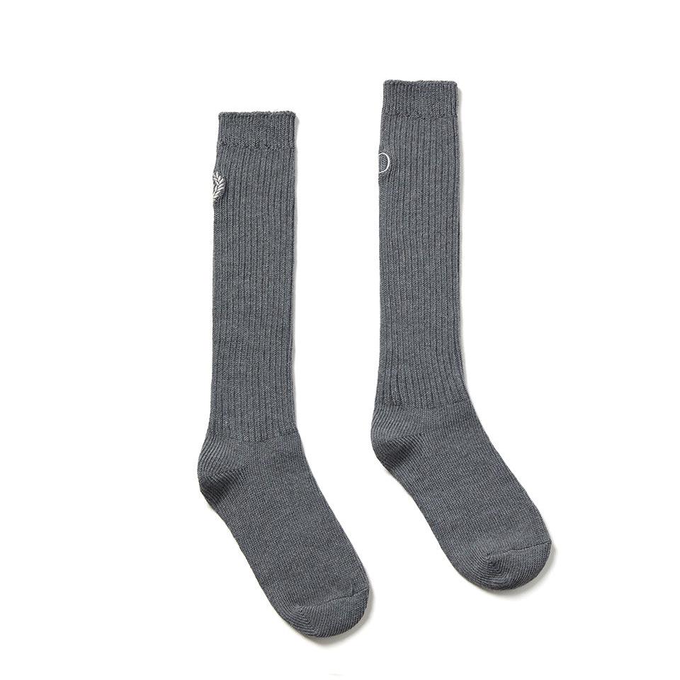 Mardi Mercredi Long Socks Mrd Logo-Charcoal Beige