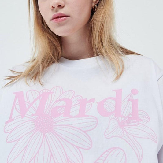 Mardi Mercredi Tshirt Triple Flower-White Pink