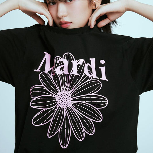 Mardi Mercredi  Tshirt FlowerMardi-Black Pink