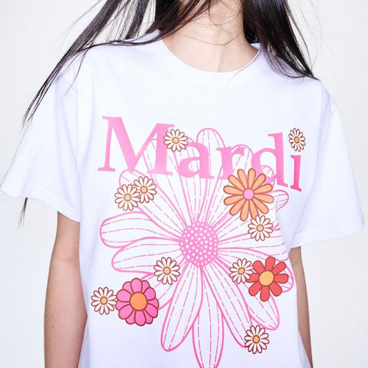 Mardi Mercredi Tshirt FlowerMardi Blossom-White Pink