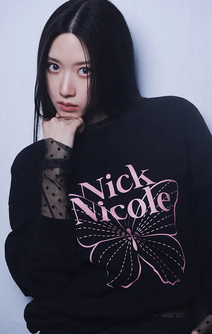 Nick Nicole Mini Butterfly Signature Sleeve Knit_Black Pink