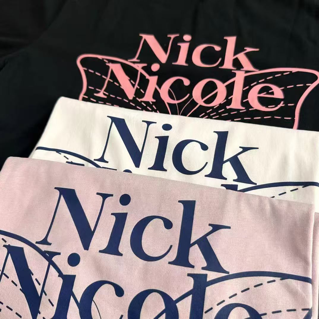 Nick Nicole Big Butterfly Sleeve Top_ White Blue