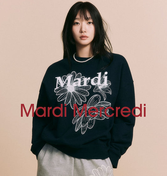 MARDI MERCREDI 
SWEATSHIRT TRIPLE FLOWER_NAVY WHITE