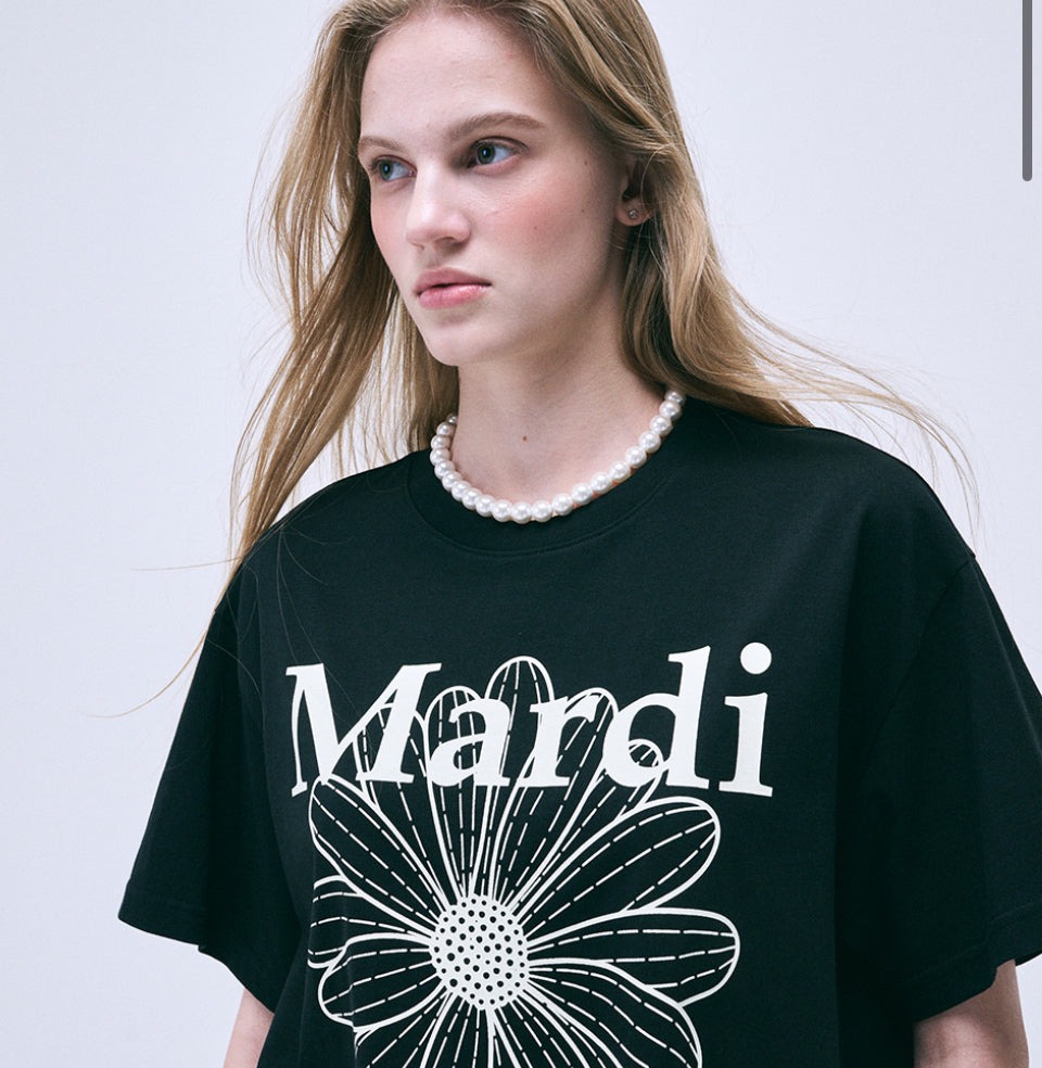 MARDI MERCREDI UNISEX TSHIRT FLOWERMARDI_BLACK IVORY