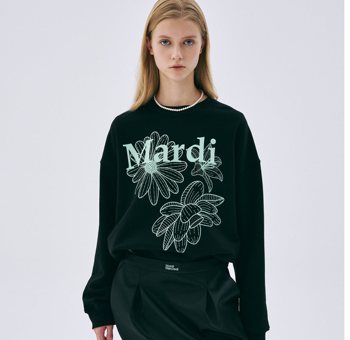 MARDI MERCREDI SWEATSHIRT TRIPLE FLOWER_BLACK MIN