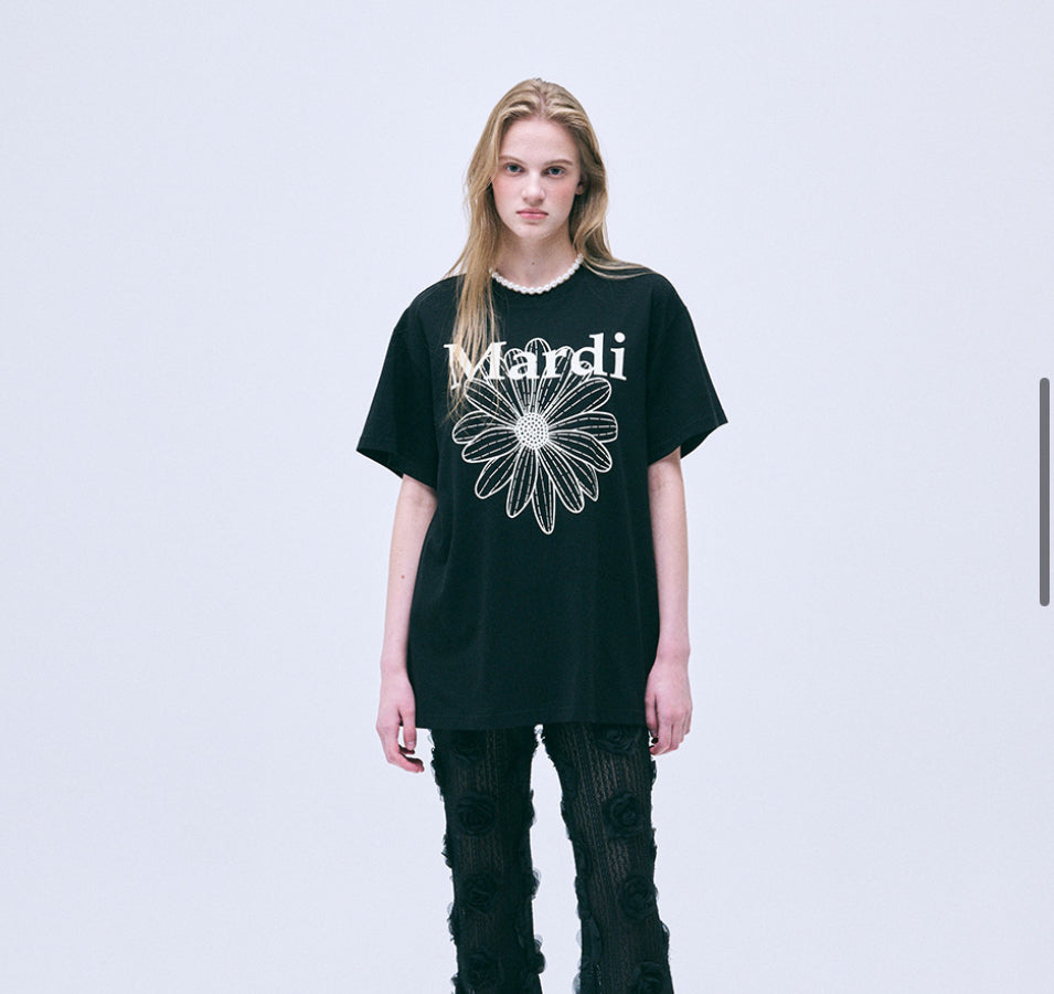 MARDI MERCREDI UNISEX TSHIRT FLOWERMARDI_BLACK IVORY
