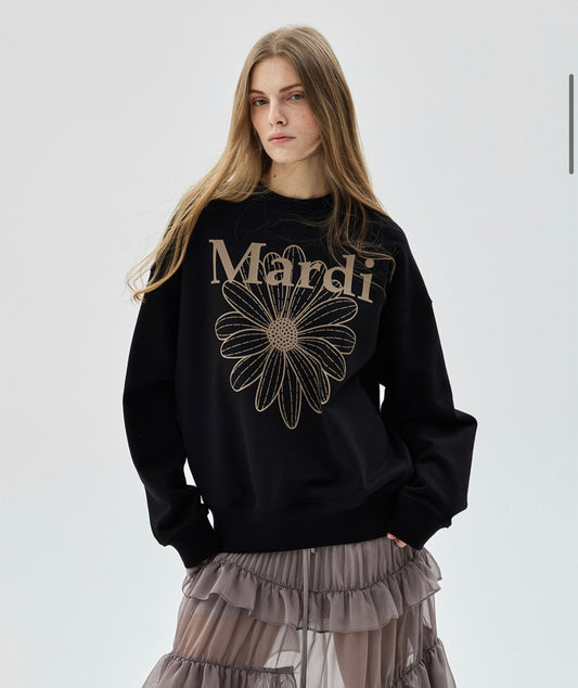 SWEATSHIRT FLOWERMARDI_BLACK TAUPE
