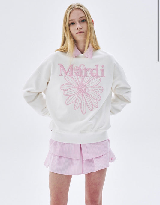 SWEATSHIRT FLOWERMARDI NEEDLEWORK_WHITE PINK